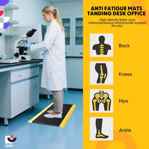 Ergonomic Anti Fatigue Floor Mat Two By Three Foot ESD Conductive Pad with Ground Wire in laboratory setting