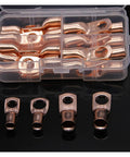 Top Notch 30-Piece 4 And 8 AWG Copper Ring Terminals Kit With Closed Ends For Secure Cable Splices, Crimping Connectors Perfect For Heavy Duty Wiring Upgrades, in plastic case