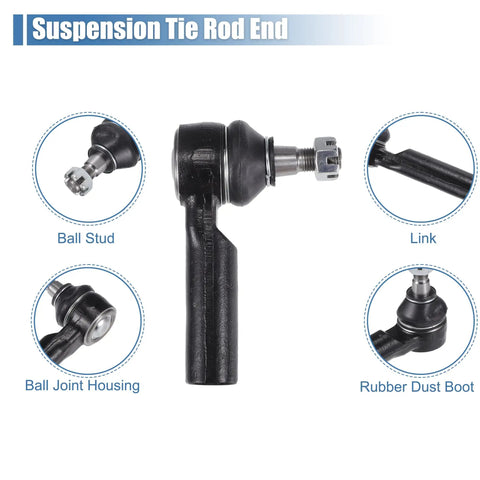 2 Pack Front Outer Tie Rod Ends Kit For Ford Escape 2005-2007 And 2009-2012 Mazda Tribute 2010-2011 Steering Tie Rod End Set Left And Right OE ES800846 Replacement For Smooth Responsive Handling, black metal with rubber dust boot