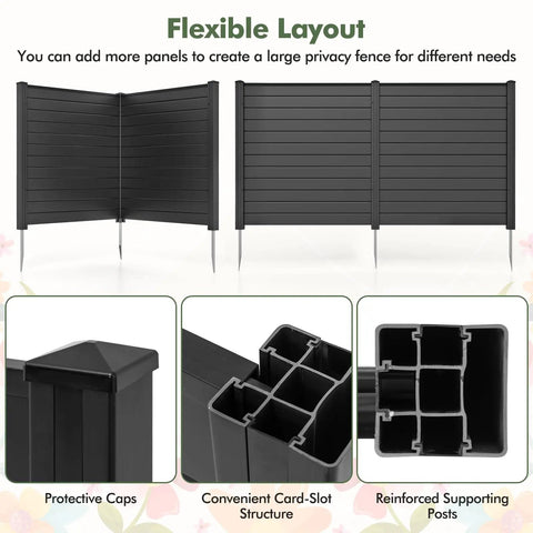 Two Panel Outdoor Privacy Screen For AC Unit And Trash Can Enclosure, 48 By 48 Inches, Black, wind-resistant design close-up