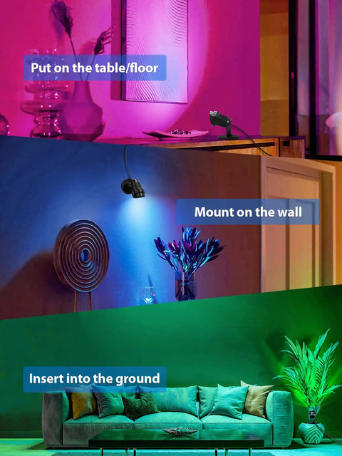 5W RGBW LED Indoor Uplights With Remote Color Changing Spotlight Kit For Home Decor Parties Christmas And Plants 120V