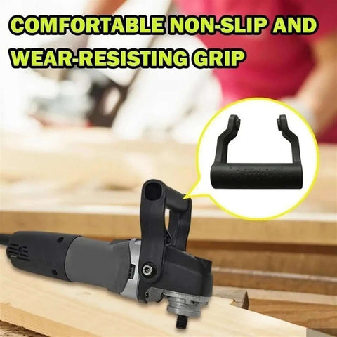 Auxiliary Front Grip Handle For Angle Grinder Polisher Fits 100 Different Grinders Non Slip ABS 110mm shown on angle grinder