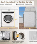 2.8 Cu.ft Electric dryer for big family dimensions, stainless steel drum, automatic door stop, portable handle. Portable Washer And Dryer Combo Full Automatic Top Load Laundry Pair For Apartments Dorms Smooth Operator Vibe Heavy Duty Steel Tub LED Panel Quick Wash Cycle.