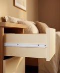 6 PCS ABS Plastic Drawer Slides 11.7 Inch Side Mount Rails For Cabinets Whisper Quiet Ultra Silent Drawer Guides on a drawer.