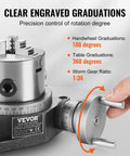 VEVOR rotary table for milling machines, 4 in / 100 mm, front view with 3-jaw chuck.