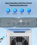 Control panel of the Heavy Duty 13.2 Gallon Evaporative Air Cooler And Portable Swamp Fan With Remote 4100 CFM Airflow.