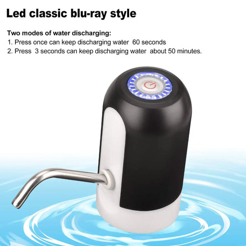 5 Gallon Rechargeable Water Dispenser With One Button Pump featuring LED display and nozzle on a water background