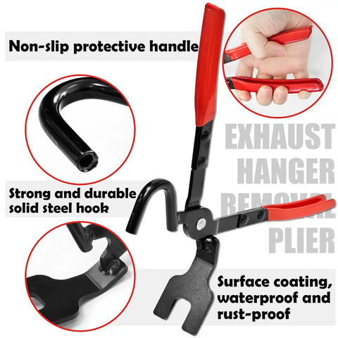 Professional Exhaust Hanger Removal Plier Tool Set With 4 Rubber Mounts For Universal Muffler Installation And Repair Jobs On Any Ride, steel hook