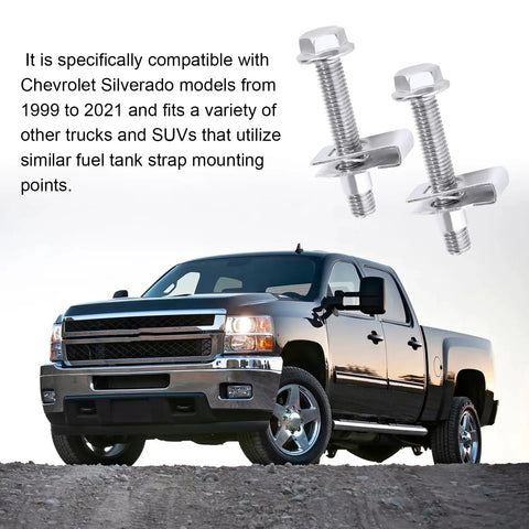 Two Sets 304 Stainless Steel Fuel Tank Strap Bolts With Locking Nuts Premium Gas Tank Hardware Replacement Kit for Silverado