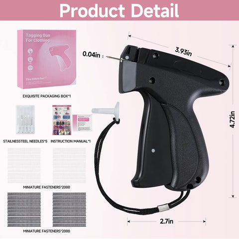 DIY Quick Stitch Sewing Gun Kit With 6 Mini Needles And 4000 Fasteners for Quick Clothing Repairs, showing black handheld tool