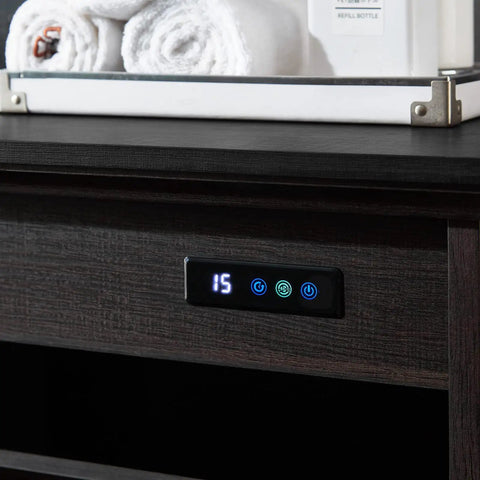 Close-up of Tilt Out Trash Cabinet Wooden With Double Door 2x10 Gallons Capacity Espresso Finish and control panel