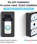 Adhesive Mount For Video Doorbell No Drill Installation, 360 Degree Full Coverage Protection, Hidden Security Screw shown in use