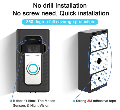Adhesive Mount For Video Doorbell No Drill Installation, 360 Degree Full Coverage Protection, Hidden Security Screw shown in use