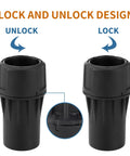 Top Shelf Universal Quick Connect Adapter for DeWalt Dust Extractors showing lock and unlock design, black ABS material.