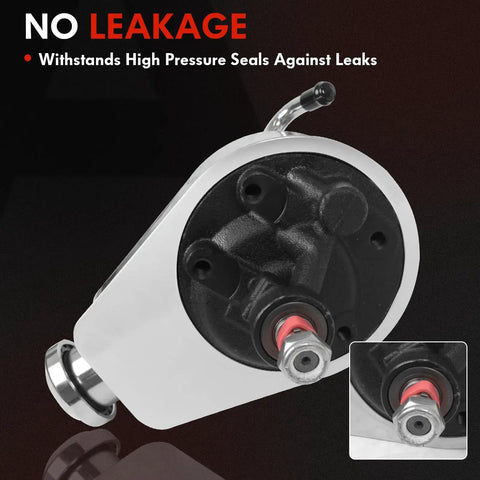 Chrome Power Steering Pump Comes With Double Groove V-Belt Pulley Key Way Shaft Bracket Kit for Chevy GM SBC detail