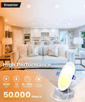 Living room with 4 Pack 6 Inch LED Recessed Light Set Dimmable 3CCT Tunable 3000K-5000K, 1200LM High Brightness, 12W 120V