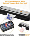 Heavy Duty Auto Vacuum Food Sealer Machine With 80Kpa Strong Suction And One Touch Operation, Includes Built In Cutter