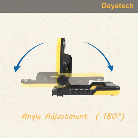Cordless LED Work Light Compatible With Dewalt And Milwaukee 18V 20V Batteries showing 180-degree angle adjustment