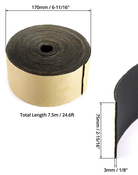 Pipe Wrap Insulation For Heat And Cold Pipes, Fiberglass Free Material, 3 Inch By 1 Eighth Inch By 25 Feet roll with measurements