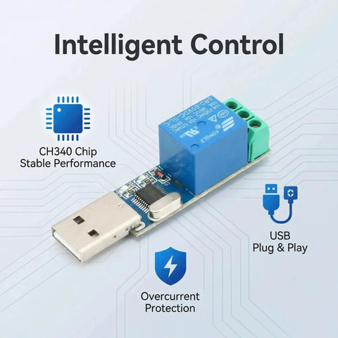 USB Serial Port Relay Module With Overcurrent Protection And Intelligent Command Control For Smart Home Automation Plug And Play Relay Switch Durable Lightweight, USB relay module with CH340 chip and screw terminals