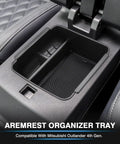 Outlander Center Console Organizer Tray for 2022 2023 2024 Mitsubishi, black armrest storage box with non-slip silicone liner