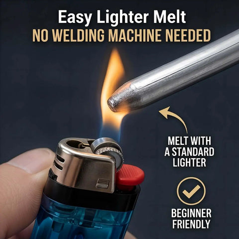 Low Temperature Aluminum Welding Rods Set 30 60 90 Pcs melts with lighter flame, easy for metal repair