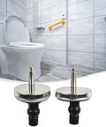 Two Pack Stainless Steel Toilet Hinges Top Fix Hinge Mountings Replacement Quick Fitting For Toilet And Bathroom Furniture Durable Rust Resistant Easy Diy Install For A Sturdy Modern Bathroom Upgrade with toilet in background.