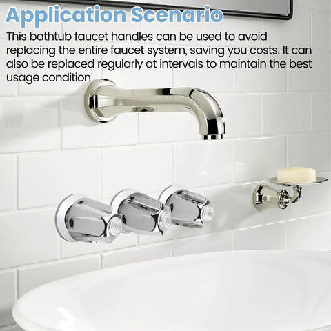 Three Piece Bathtub And Shower Knob Replacement Kit Compatible With Danco And Gerber Fixtures installed in white bathroom