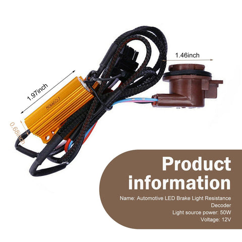 Two SLIMI automotive LED brake light resistor decoders for 3157/T20 bulbs, front view, orange aluminum housing.