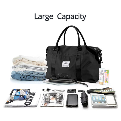 Versatile Travel Gym Bag For Women With Wet Pocket Carry On Duffle Tote Luggage For Gym Weekender And Overnight Trips Wide Main Compartment