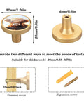 Four Pack Highland Cow Sunflower Gold Cabinet Knobs With Dual Screws, detailed size and installation method with screws shown