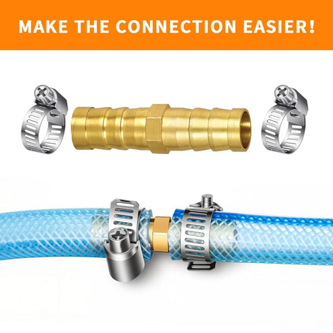 Heavy Duty Three Eighths Inch Hose Barb Fitting Kit Three Pack Brass Straight Connectors For Fuel Line Air Water Oil Gas