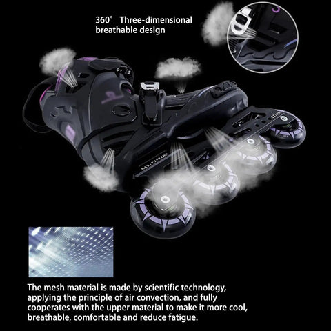 Adjustable Inline Skates For Girls, Boys, Women And Men, Comfortable Beginner To Pro Rollerblades with breathable design, Size 7