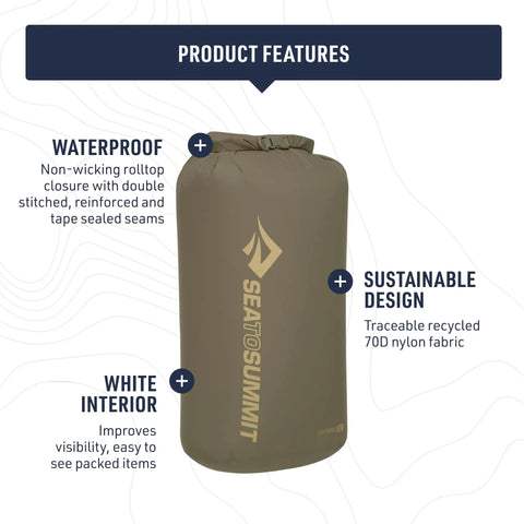 Lightweight 1.5L Dry Bag For Backpacking Kayaking And Travel Dope Durable PU Coated 70D Nylon With DWR Hypalon Roll Top Closure