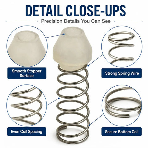 Close-up of Smooth Stopper and Strong Spring Wire for Slick Air Throttle Valve And Trigger O Ring Replacement For 1/2 3/4 1 Inch Pneumatic Impact Wrench Tune Up Kit.
