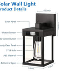 Kickass Solar Wall Lanterns With Hella Bright Motion Sensor And Three Flexible Lighting Modes For Outdoor Patio Runs Wirelessly Plus Storm Ready Build In A Quick Install Two Pack Set, black ABS material with solar panel, motion sensor, 10.24 inches tall.