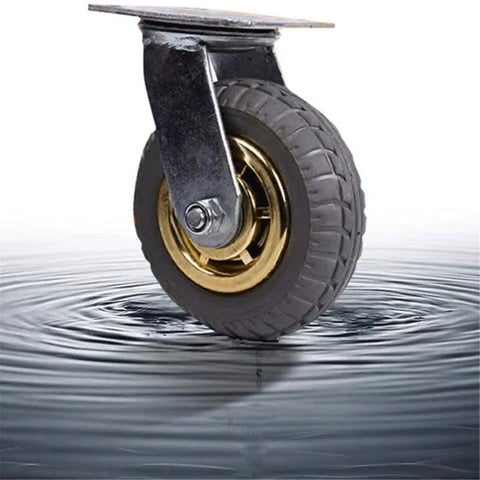 Rock Solid Heavy Duty Furniture Moving Trolley Base With Braked Swivel Casters Smooth Silent Gliding Wheels For Couches And Storage Cabinets Pack Of Four close-up of rubber wheel with gold rim