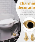 Premium Quality Pretty Sweet Ceramic Toilet Bolt Caps With Top Notch Gold Bird Trim Easy Swap Screw Covers For Modern Bathroom Decor And Straight Forward Setup on toilet