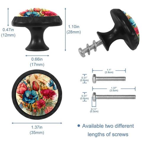 Dimensions of Colorful Flower And Butterfly Crystal Glass Cabinet Knobs Set Of 4 for Dresser Drawers Cupboards Wardrobes Doors