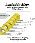 Front view of Kivomot heavy-duty 3in polyester lifting slings with eye-to-eye ends, multiple lengths up to 26 ft.