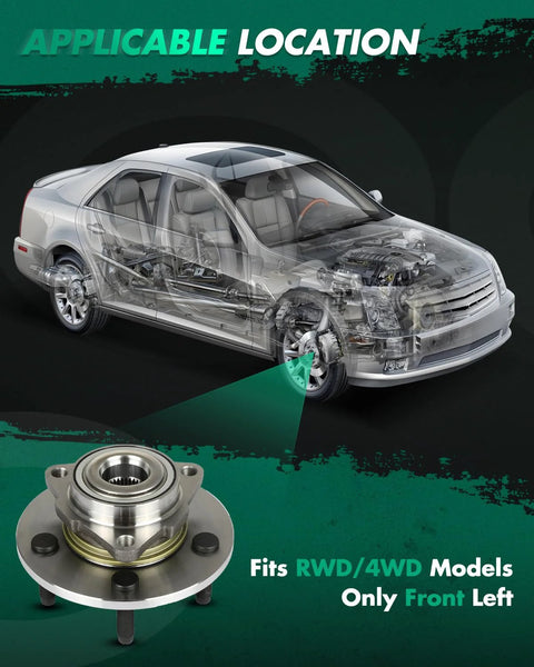 Two Front Wheel Hub And Bearing Assembly Set For Dodge Ram 1500 2002 To 2008 Left And Right 515072 OE Replacement Wheel Hub Bearings