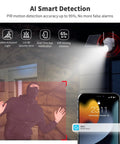 Solar Outdoor Wireless Security Camera With Twelve 500 Lumen LED Spotlights 2K 360 Degree View Color Night Vision PIR Motion Detection And Two Way Audio For Easy Install Backyard Surveillance detecting motion at night with smartphone notification