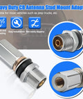 Heavy Duty SO239 CB Radio Antenna Stud Adapter For 3/8-24 Threads Mount Versatile Base with silver finish and durability features