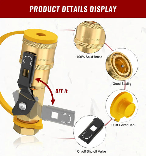 Propane Quick Connect Fittings 7 Piece Kit for Low Pressure Gas Appliances Like RV Heaters Grills Fire Pits Brass Full Flow