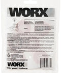 Back view of Worx Replacement Spool And DNA2 Double Helix Line packaging with product details and specifications.