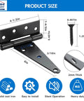 6 Inch T Strap Heavy Duty Shed Door Hinges Black Tee Hinge For Wooden Fences Yard Doors Barn Doors Gates Rustproof Wrought Iron With Screws 2 Pack Includes Mounting Hardware Ready For Left Or Right Handed Install Weather Resistant Finish Outdoor Ready