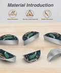 2 Pack Peacock Floral Art Cabinet Handles With Customizable Panels, 3 Inch Hole Center Semicircle Brushed Nickel Drawer Pulls display