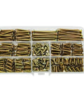 340 Piece M4 Flat Head Wood Screw Set With Countersunk Self Tapping Design For Flush Finish Cross Recessed Drive Multi Length Assortment