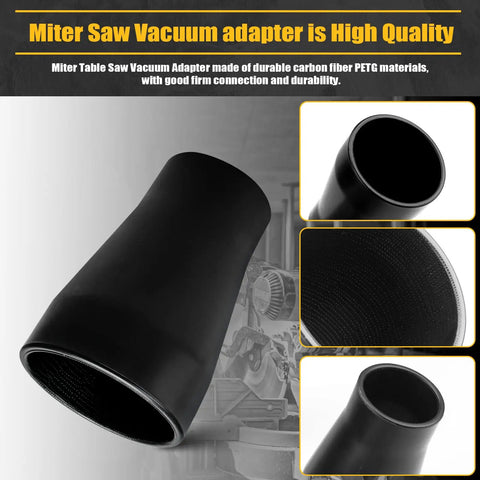 Miter Table Saw Vacuum Adapter made of durable carbon fiber PETG for connecting Shop Vac hose to table saw outlets
