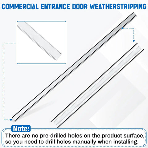 Heavy Duty Commercial Door Astragal Weatherstrip 2 Pack 42 Inch Tight Gap Seal Gasket For Shops Warehouses showing aluminum weatherstripping.
